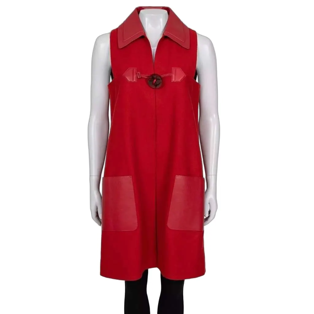 Fendi Vest Red Leather Very good - Front View