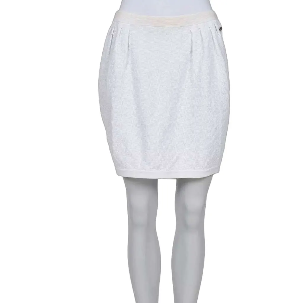 Chanel Slim Skirt White Cotton Very good - Front View