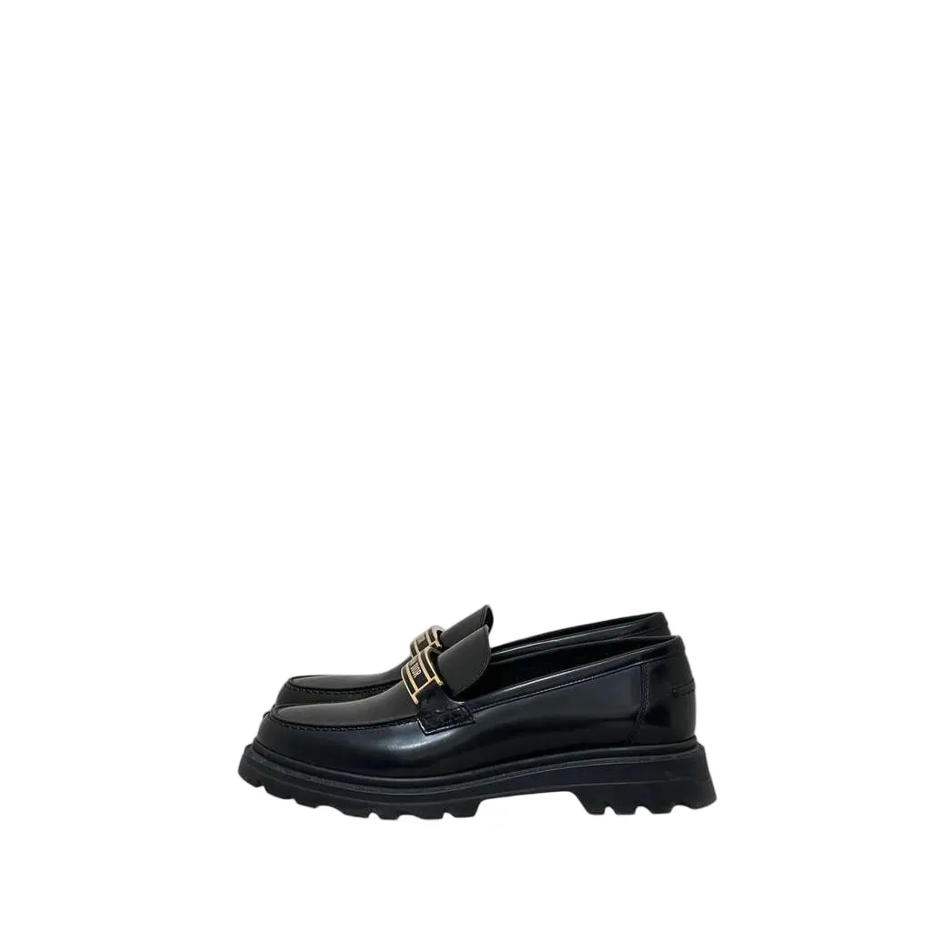 Dior Code Brushed Calfskin Logo Platform Black Leather Very good - Front View