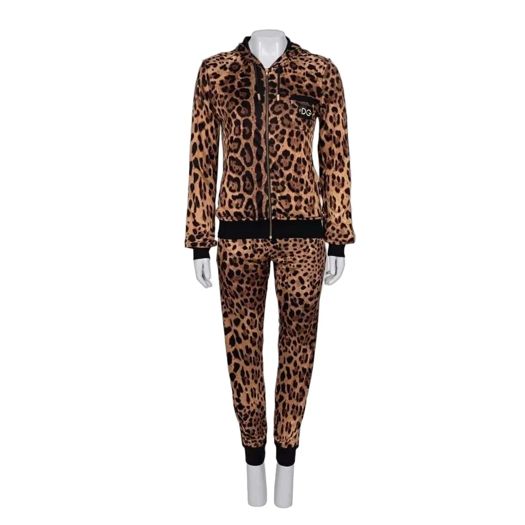 Dolce & Gabbana Leopard Print Three Piece Suit Brown Cotton Very good - Front View