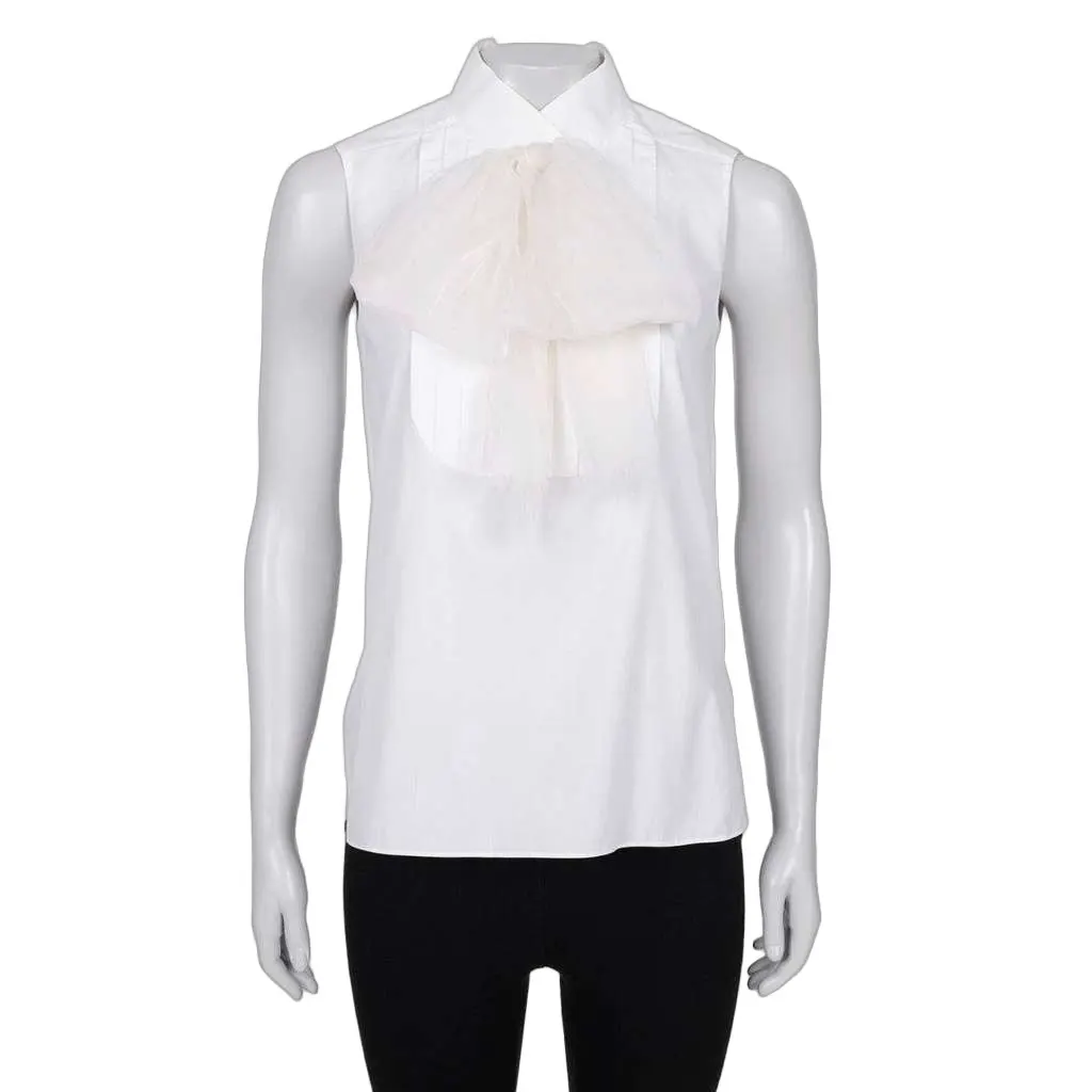 Chanel Bow Blouse White Cotton Very good - Front View