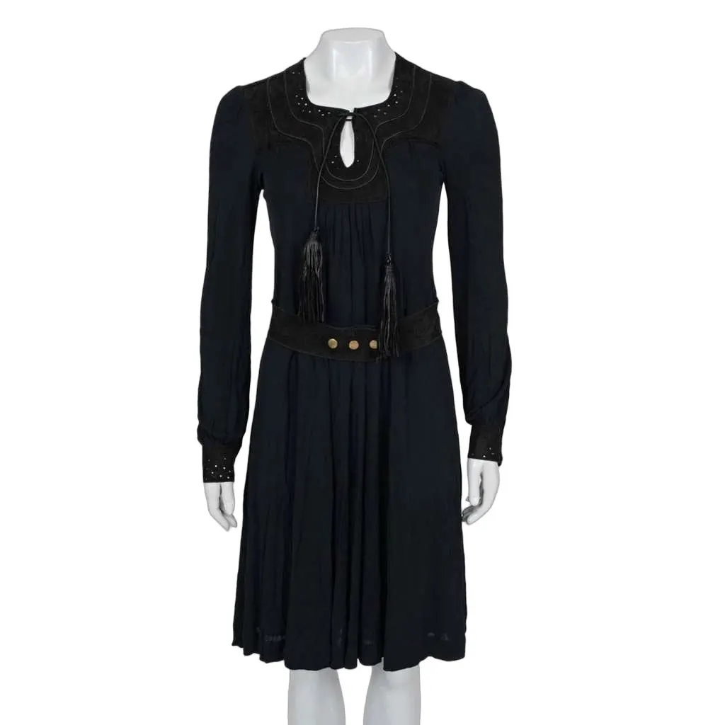 Gucci Fitted Dress with Faux Belt Blue Very good - Front View