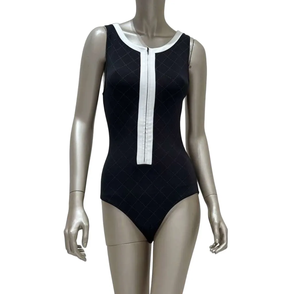 Chanel 2015 Colorblock One Piece Swimsuit Black Polyamide Very good - Front View