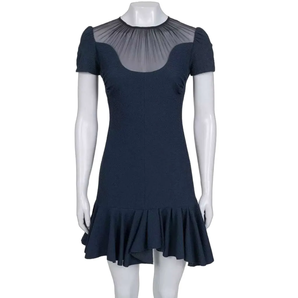 Nina Ricci Flared Mini Dress Blue Cotton Never worn, with tag - Front View