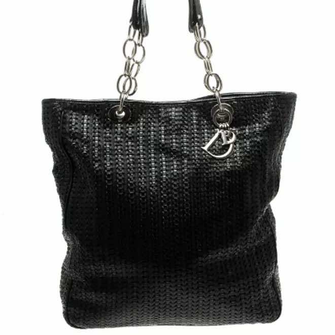 Christian Dior Woven Leather Shopping Tote