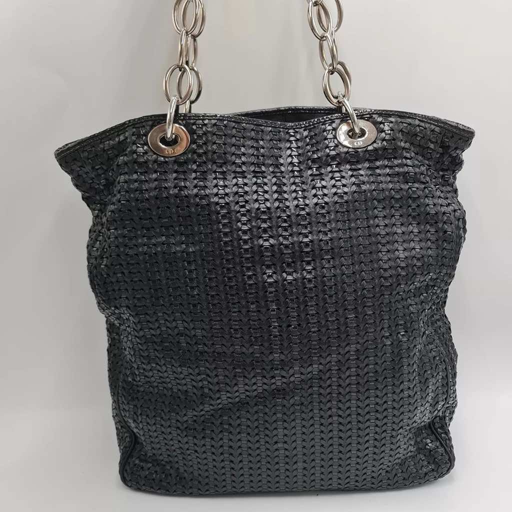 Christian Dior Woven Leather Shopping Tote - Image 11