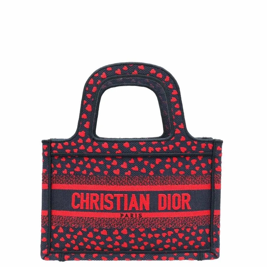 Dior Mini Book Tote Red Canvas Good - Front View