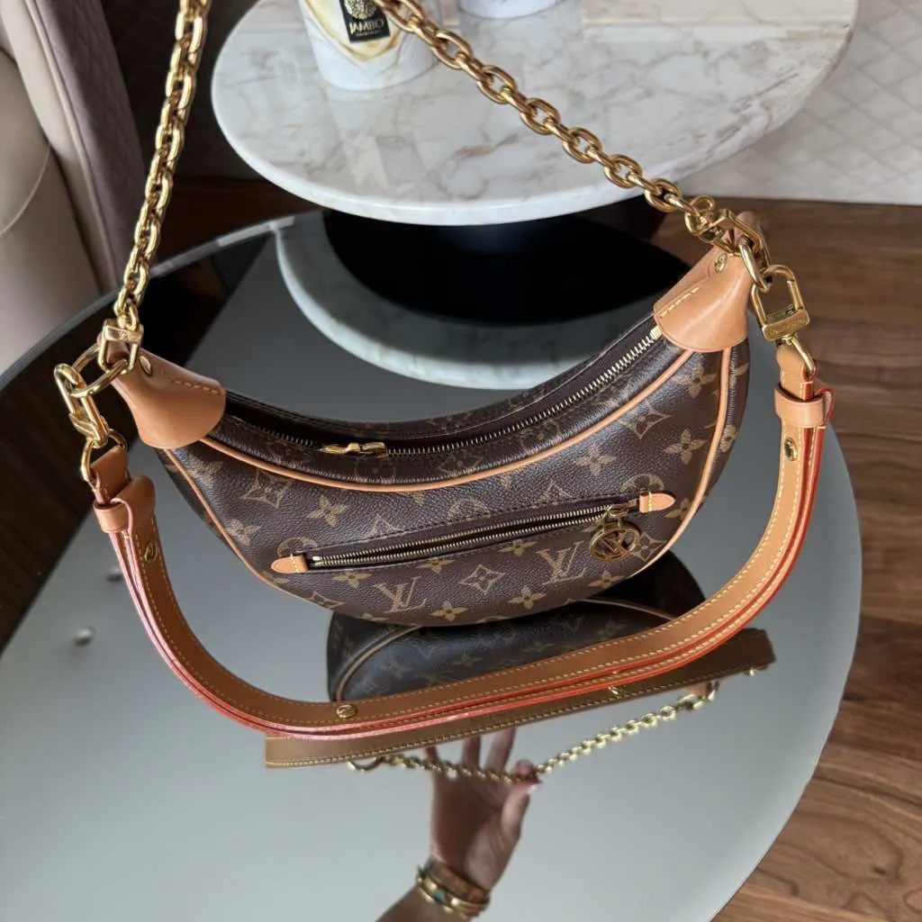 Louis Vuitton Loop Bag Brown Canvas Gold Very good - Inside View