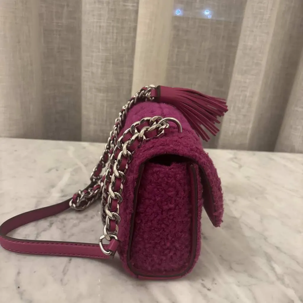 Tory Burch Fleming Bouclé Pink Shearling Silver Very good - Model View