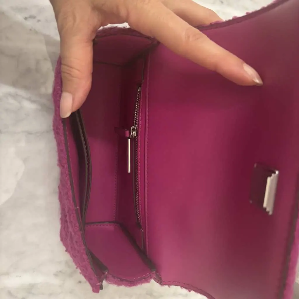 Tory Burch Fleming Bouclé Pink Shearling Silver Very good - Box View