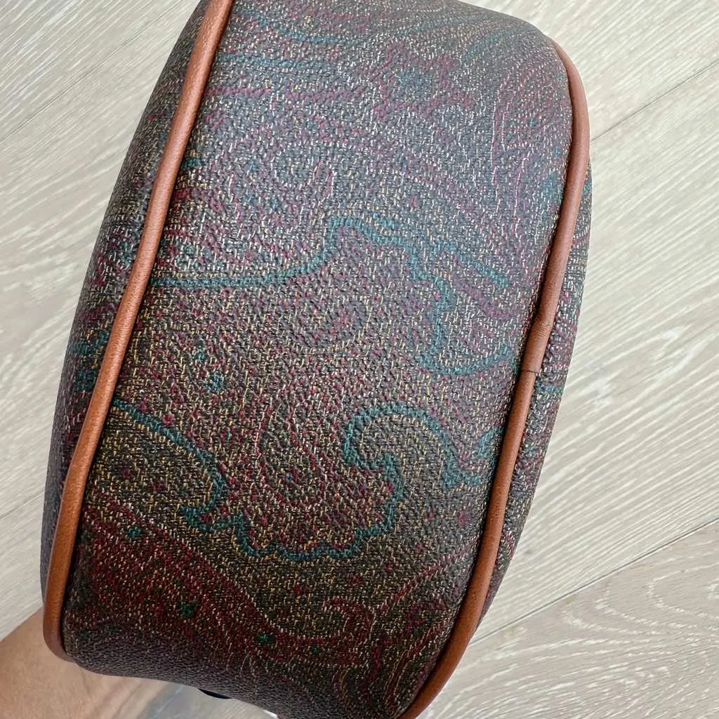 Etro Paisly Print Logo Brown Canvas Gold Never worn - Inside View