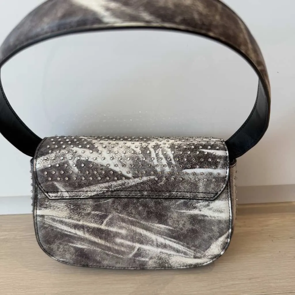 Diesel Crystal-Embellished Grey Leather White Gold Never worn - Inside View