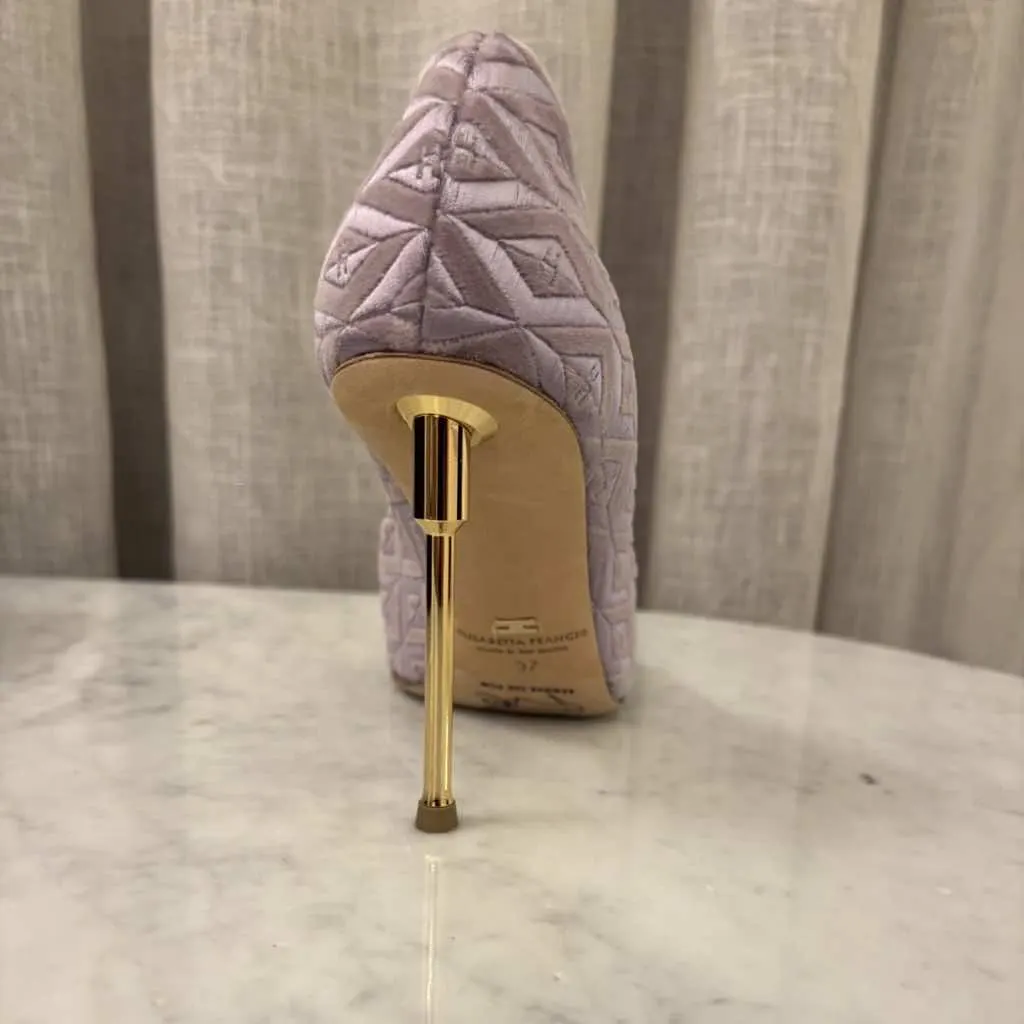 Elisabetta Franchi EF velvet pumps Purple Velvet Never worn, with tag - Model View
