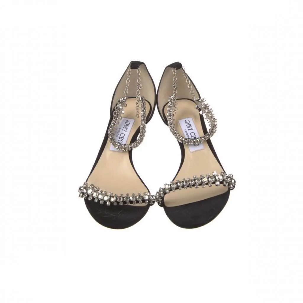 Jimmy Choo Crystals Sandals Black Suede Never worn - Back View