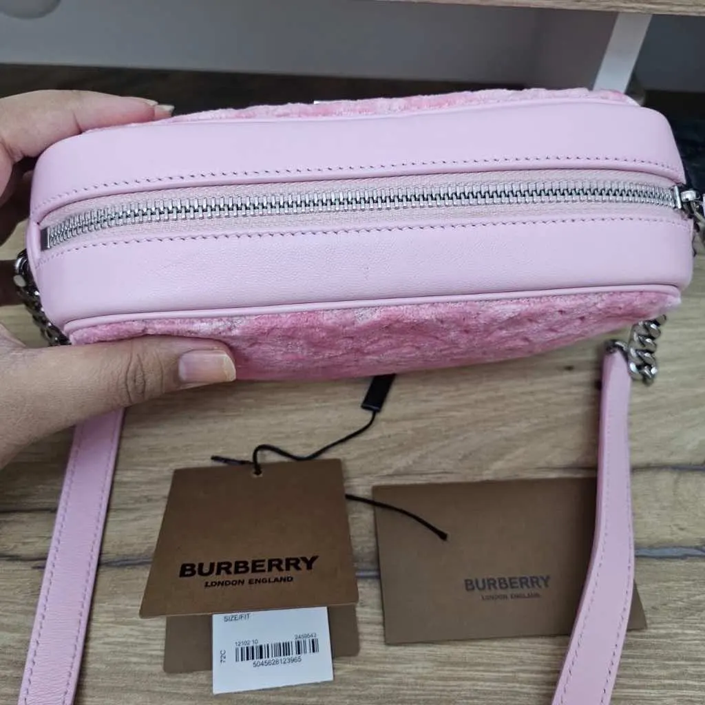 Burberry Terry Lola Camera Bag Pink Canvas Silver Very good - Model View