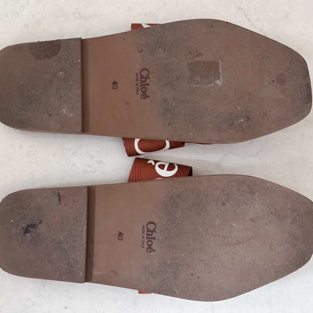 Chloé Woody Flat Slides 40 Brown Canvas Good - Box View