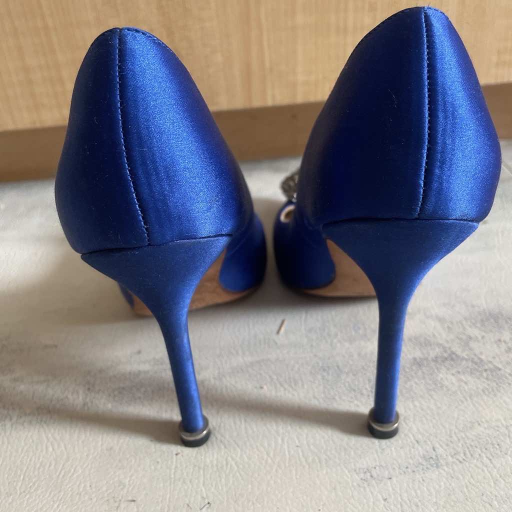 Manolo Blahnik Hangisi Blue Satin - Back view