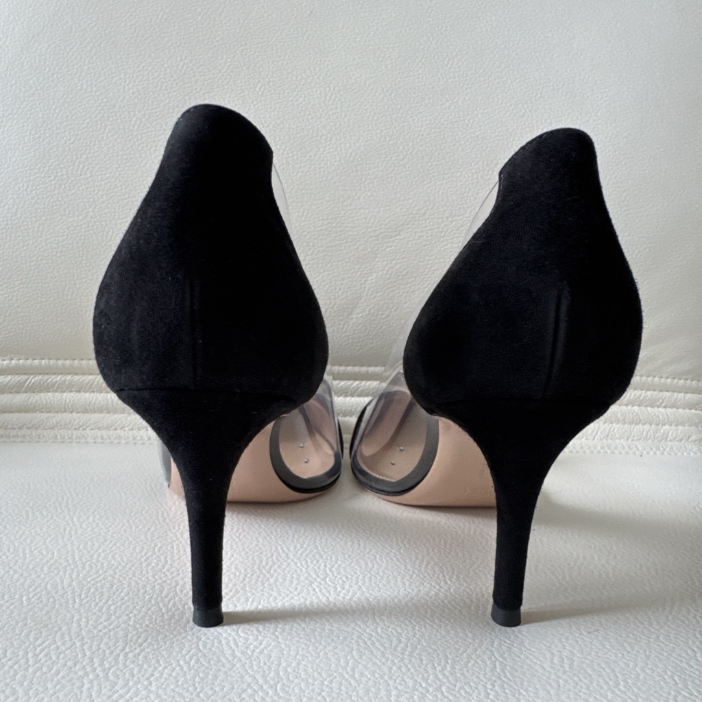 Gianvito Rossi Plexi Suede 70 Pumps - Back view