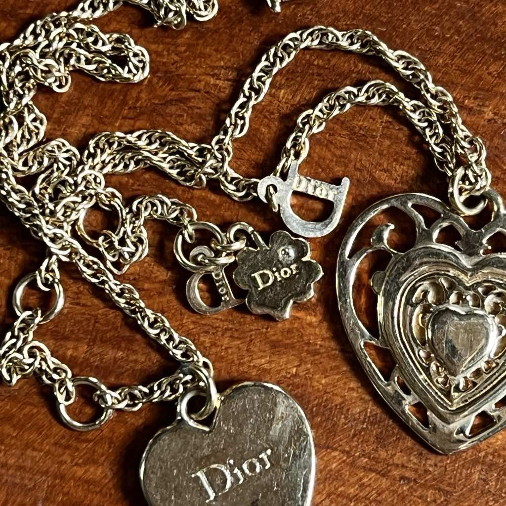 Christian Dior Vintage Heart Pendant Necklace - Side view