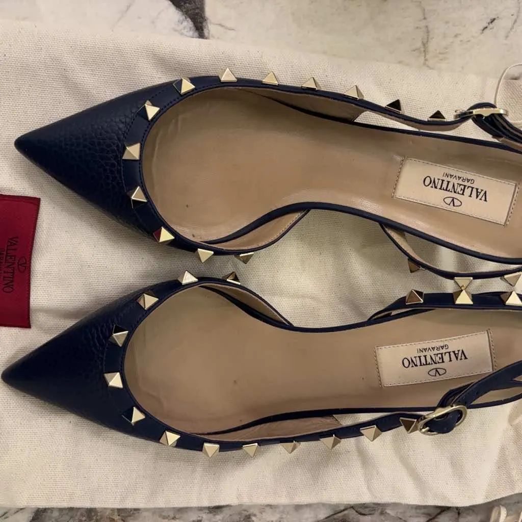 Valentino Kitten Heels Slingback Blue Leather Very good - Inside View
