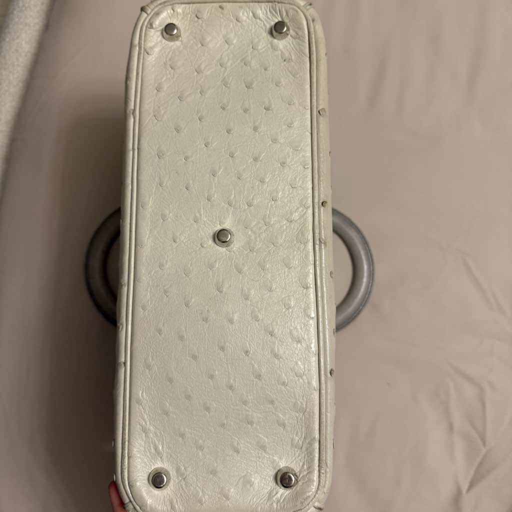 Christian Dior White And Gray Ostrich - Image 6