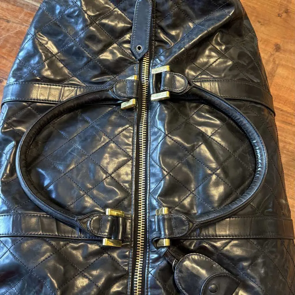 Chanel Unisex Travel Bag Black Leather Good - Box View
