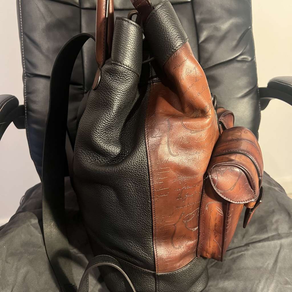 Berluti Horizon Scritto Brown Backpack - Side view