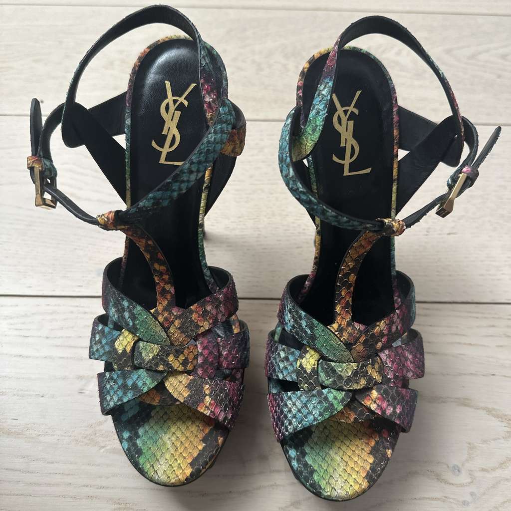 Saint Laurent Tribute Multicolor Python Sandals - Image 6