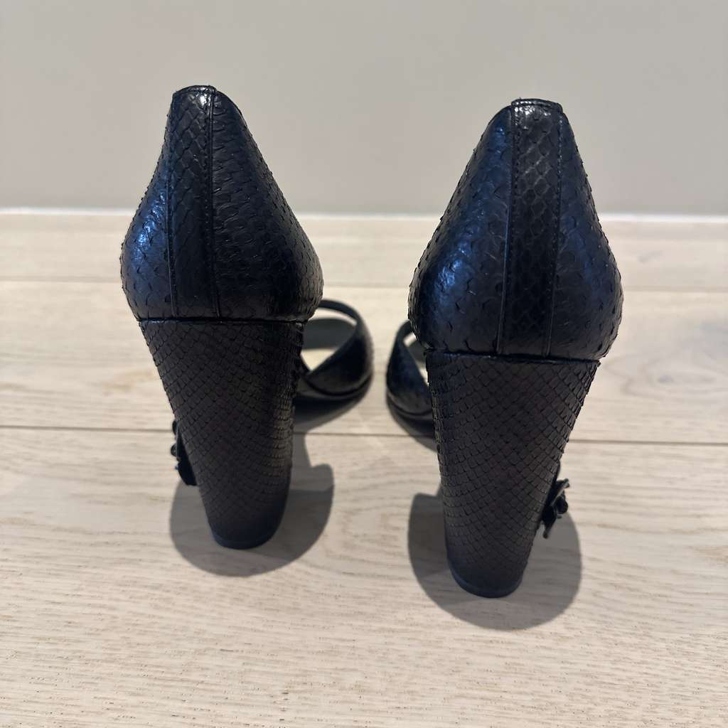 Chanel Black Python Chanel Heels - Back view