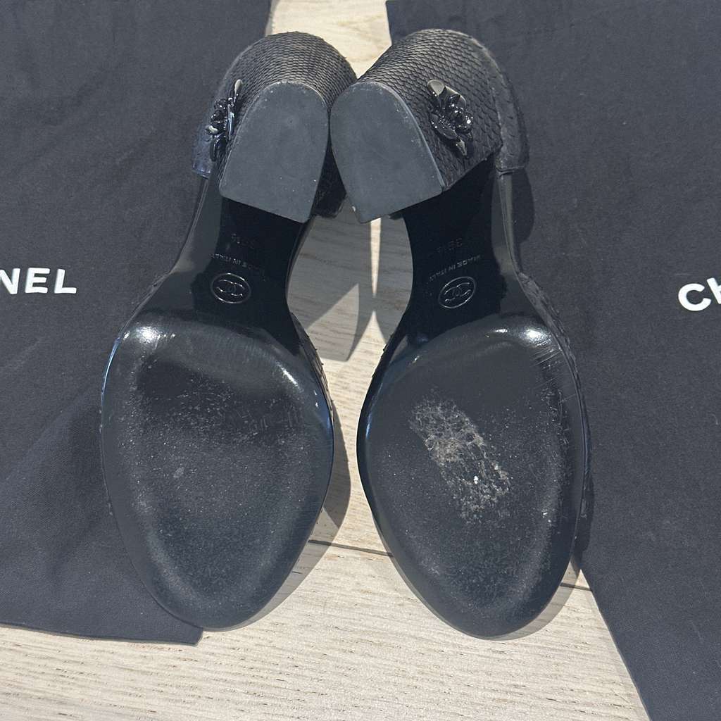 Chanel Black Python Chanel Heels - Detail 1