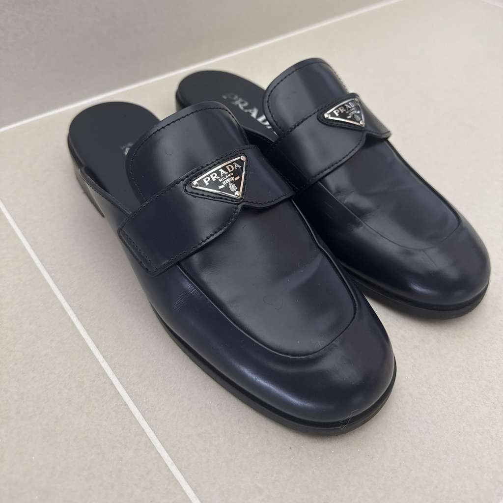 Prada Logo Leather Mules - Side view