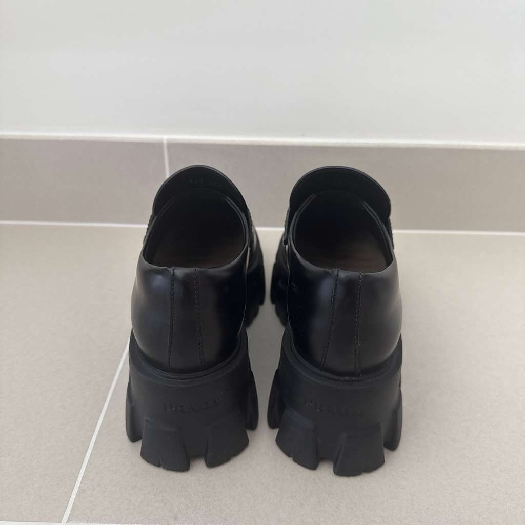 Prada Monolith Leather Loafers - Back view