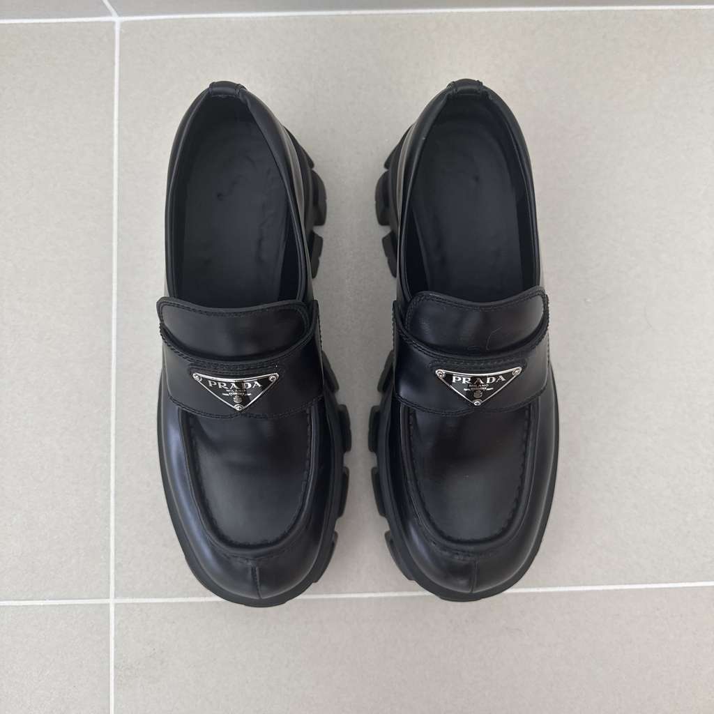 Prada Monolith Leather Loafers - Side view
