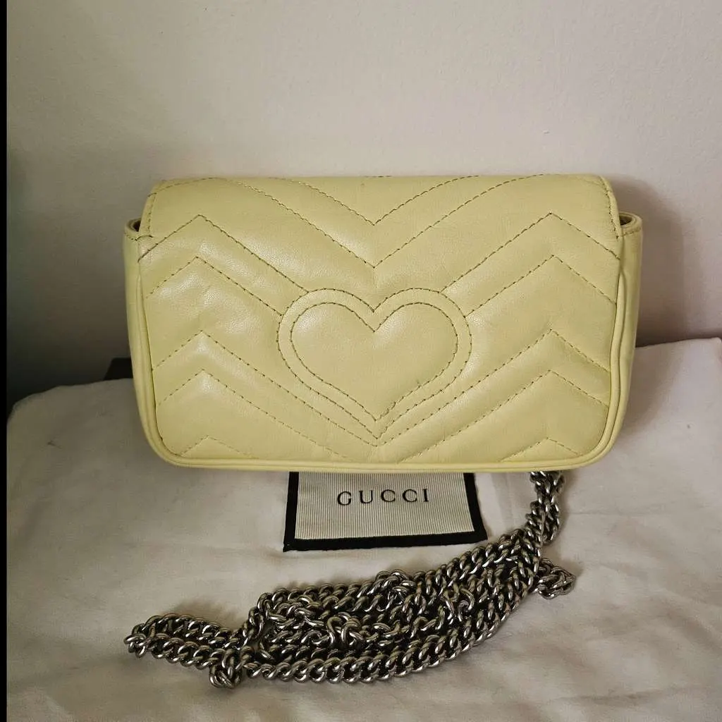 Gucci Super Mini Marmont Yellow Leather Good - Back View
