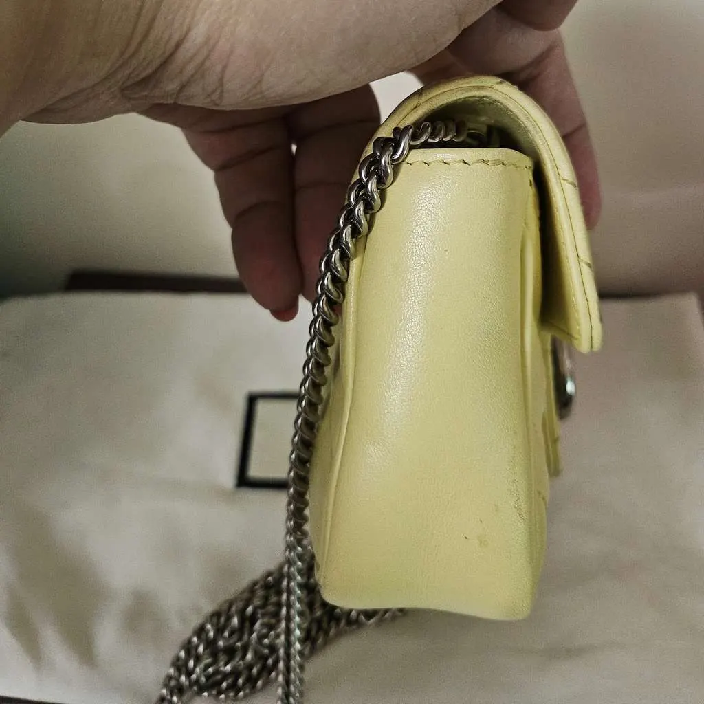 Gucci Super Mini Marmont Yellow Leather Good - Model View