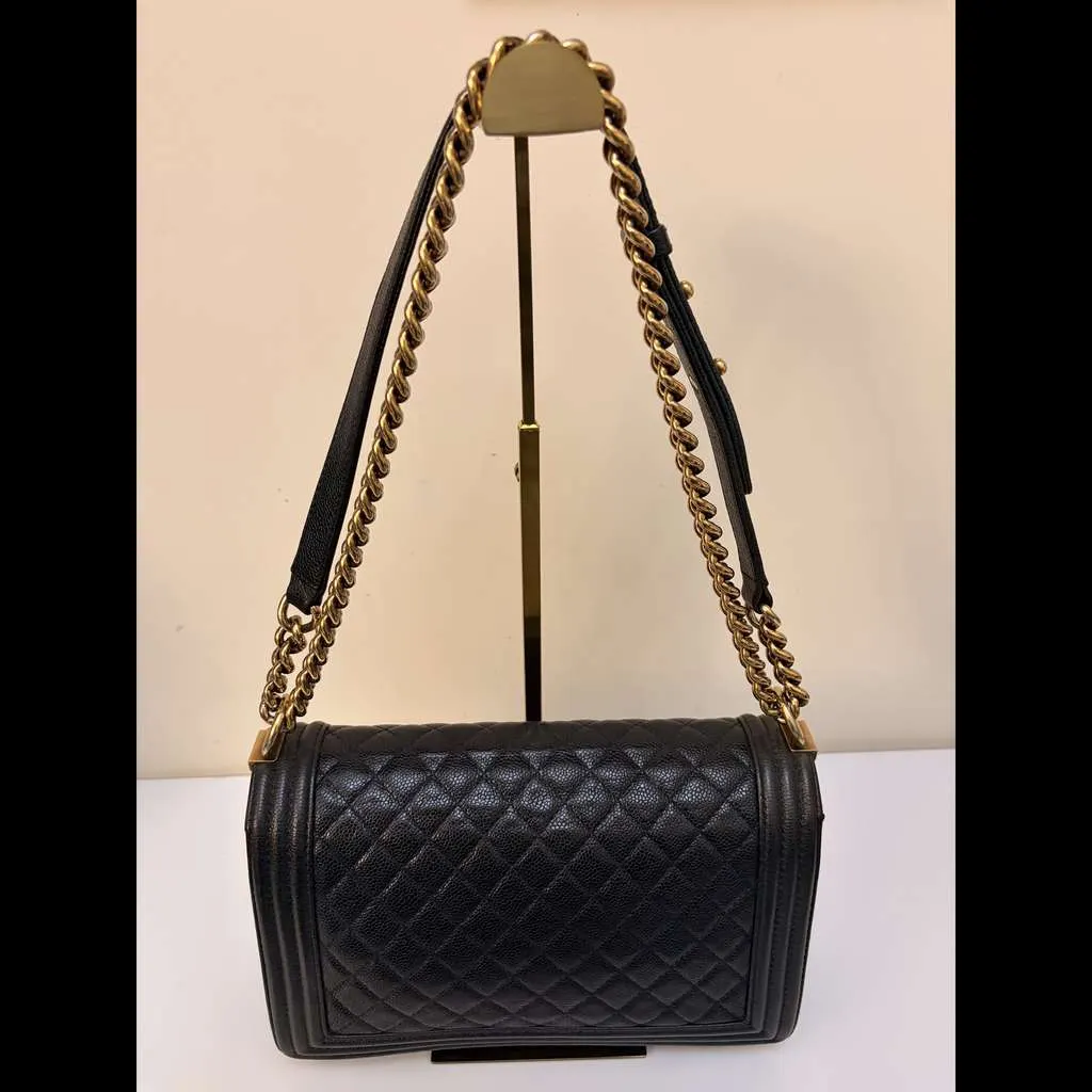 Chanel Leboy Flap Bag Navy Leather Good - Back View