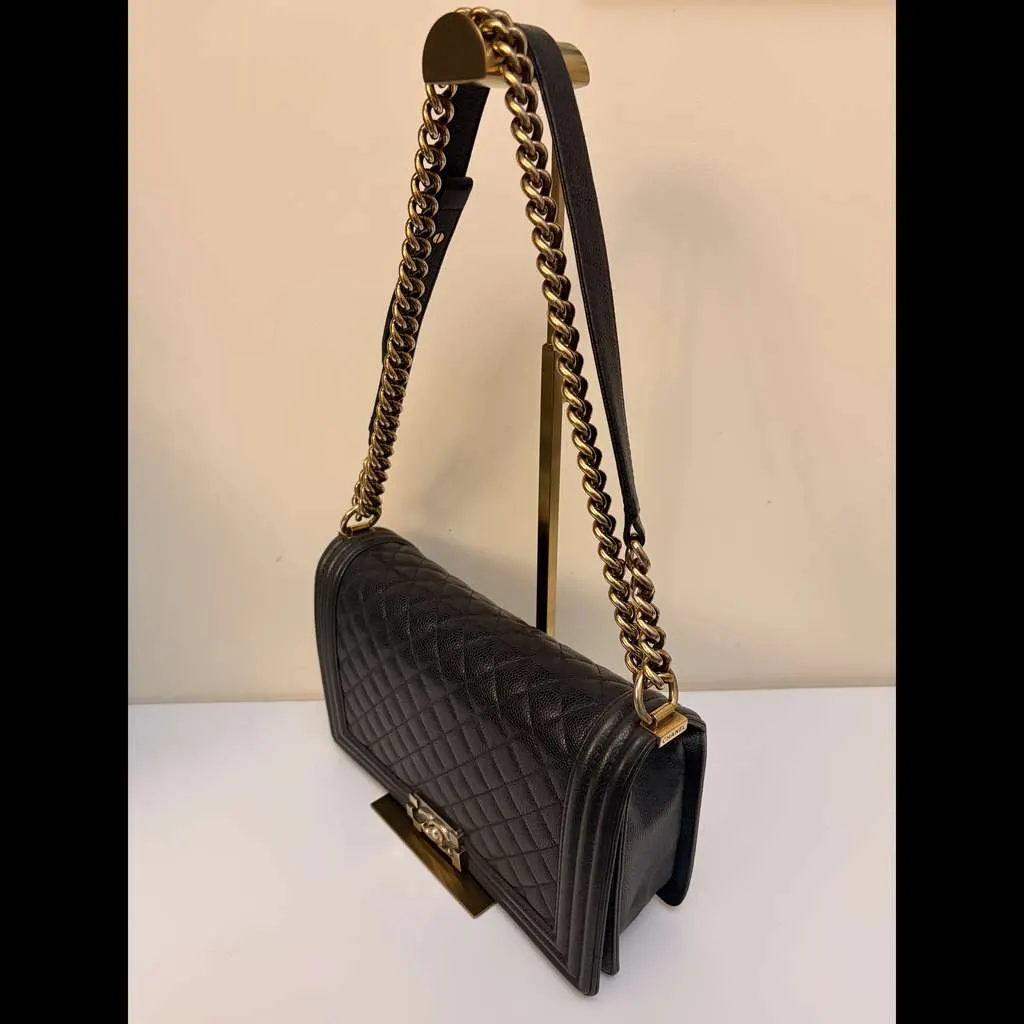 Chanel Leboy Flap Bag Navy Leather Good - Inside View