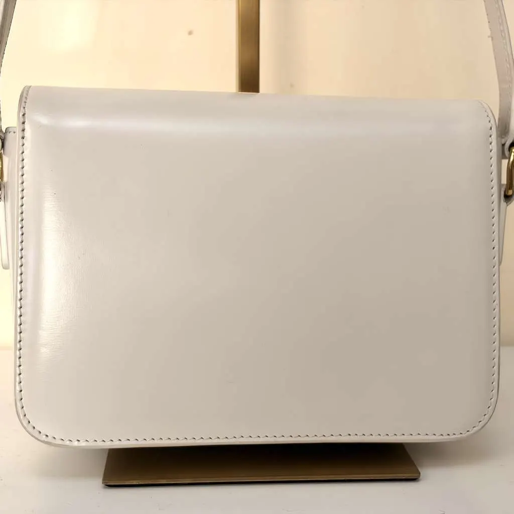 Celine Teen Triomphe Shoulde Bag White Leather Good - Inside View