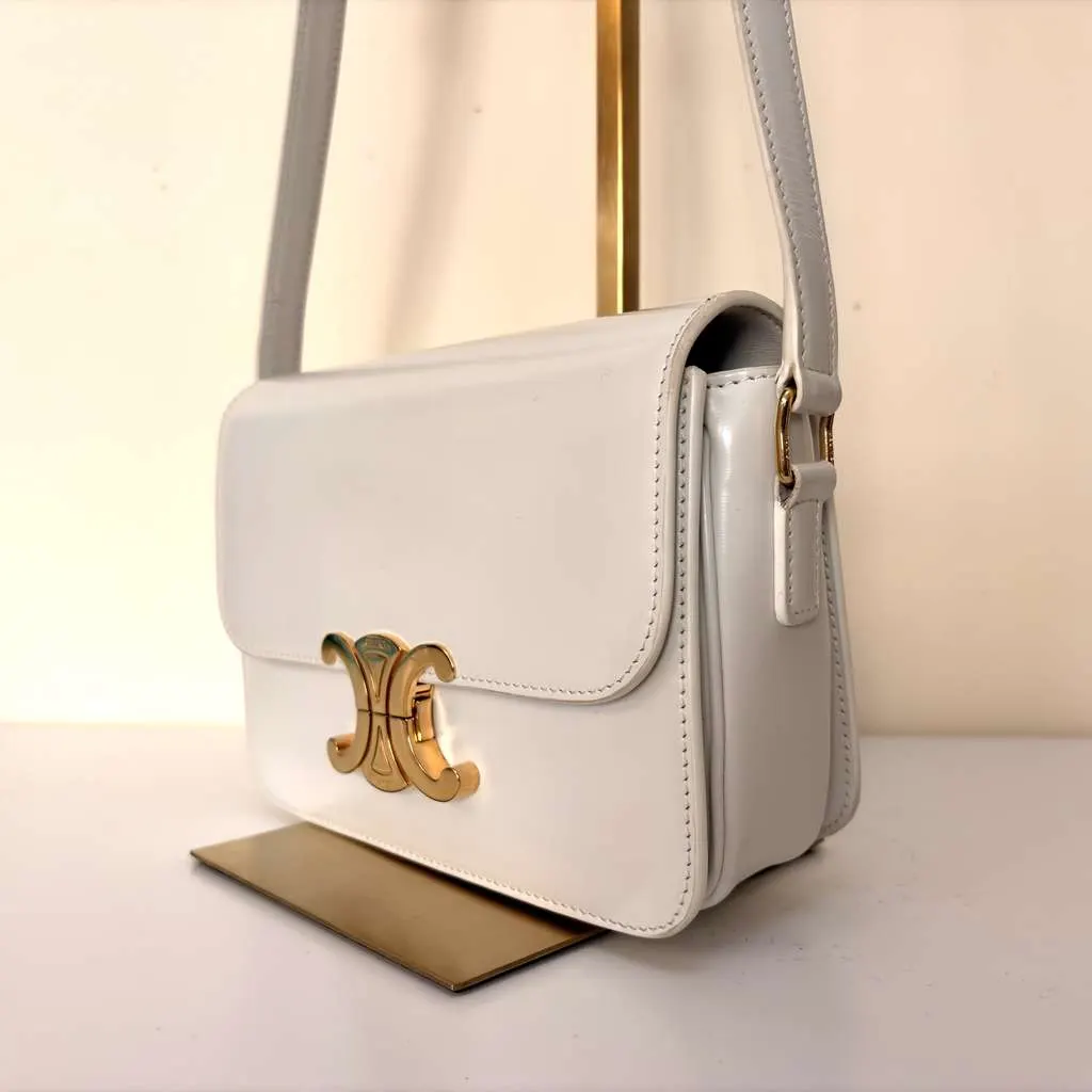 Celine Teen Triomphe Shoulde Bag White Leather Good - Box View