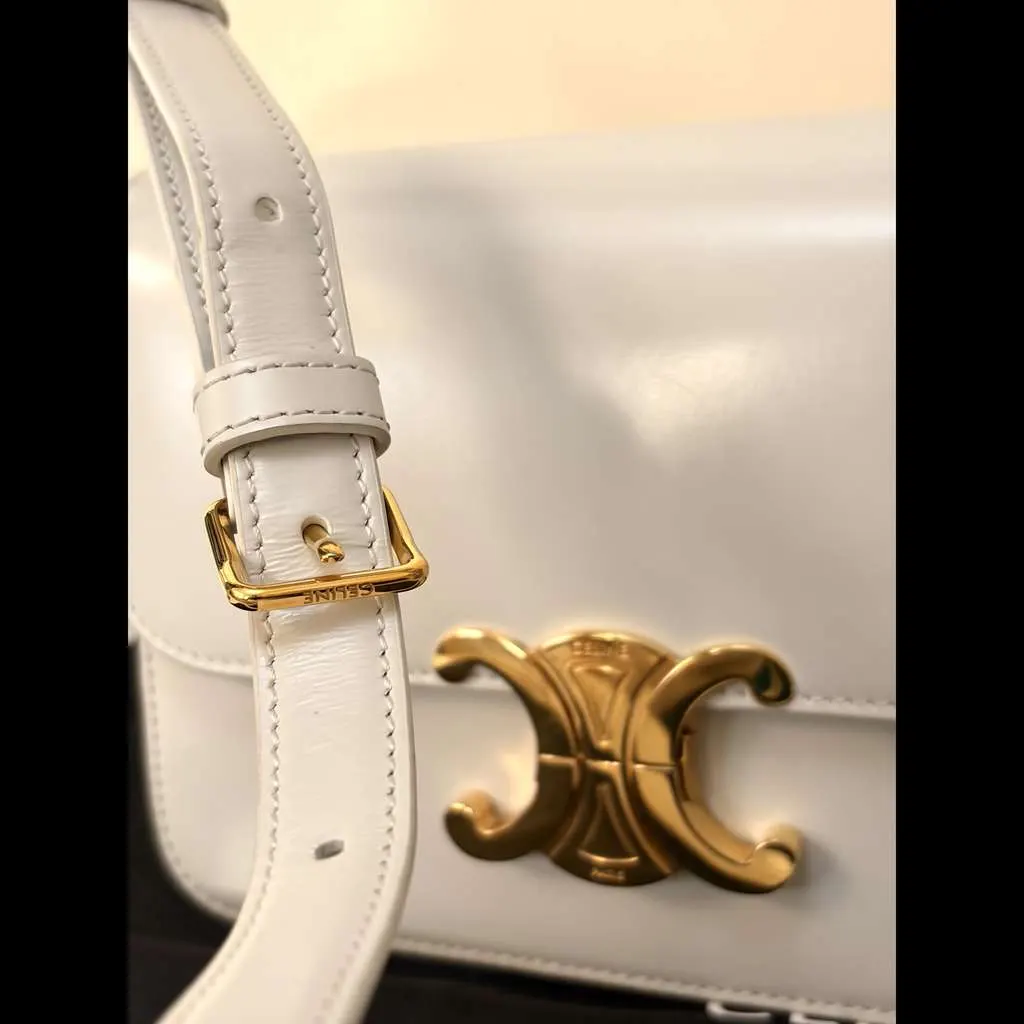Celine Teen Triomphe Shoulde Bag White Mini Leather