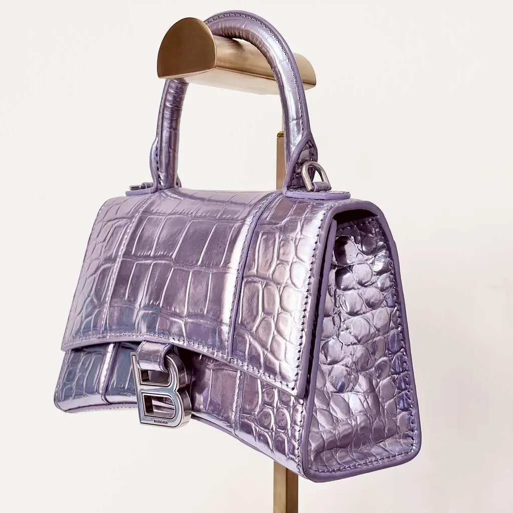 Balenciaga Hourglass XS Bag Grey Leather Good - Back View