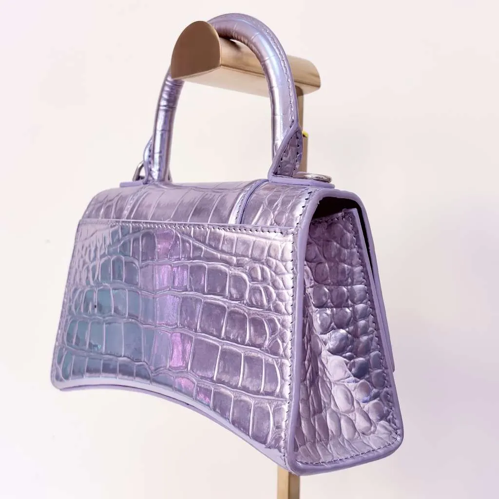 Balenciaga Hourglass XS Bag Grey Leather Good - Model View