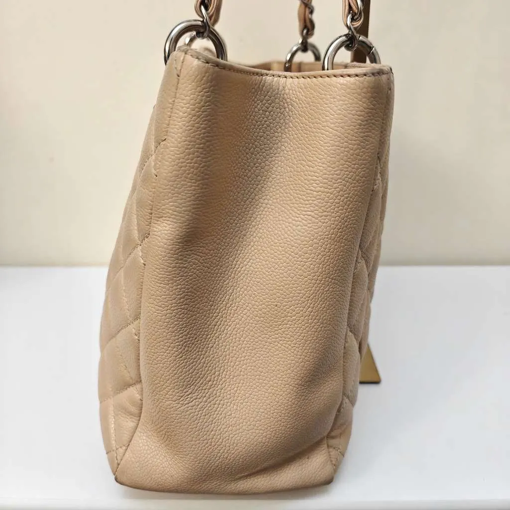 Chanel Caviar Grand Shopper Tote Beige Leather Good - Model View