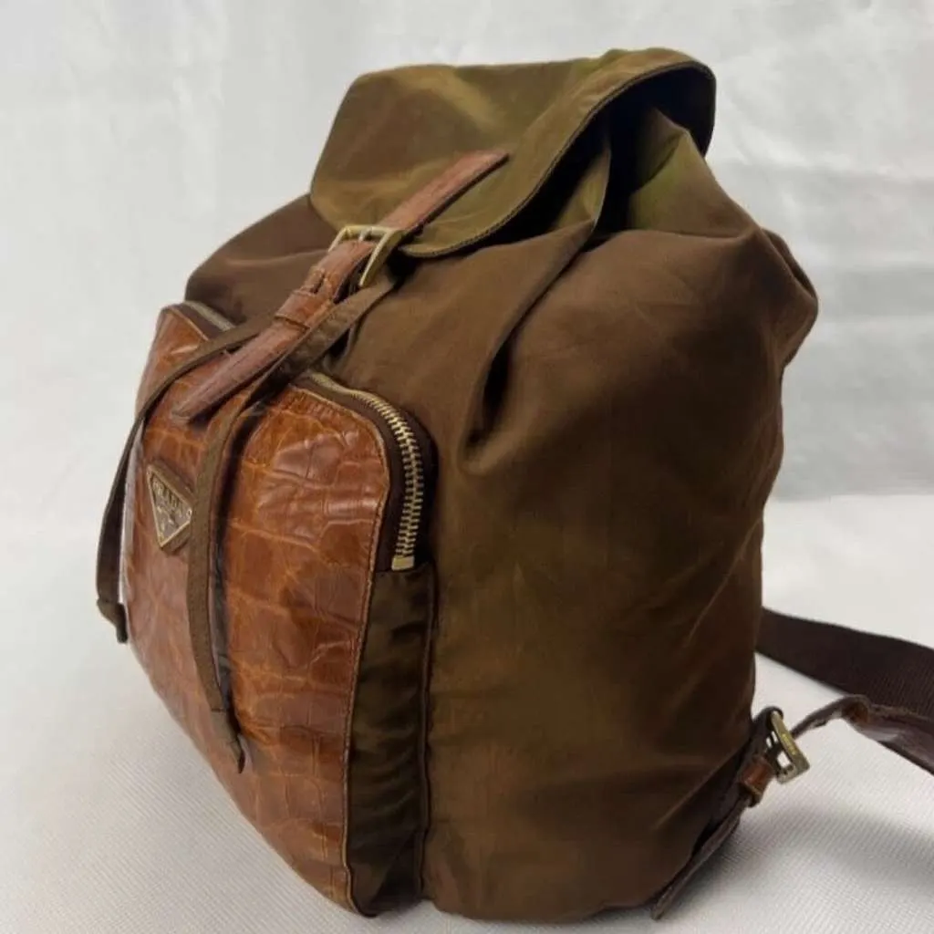 Prada Crocodile-Embossed Leather Brown Very good - Inside View