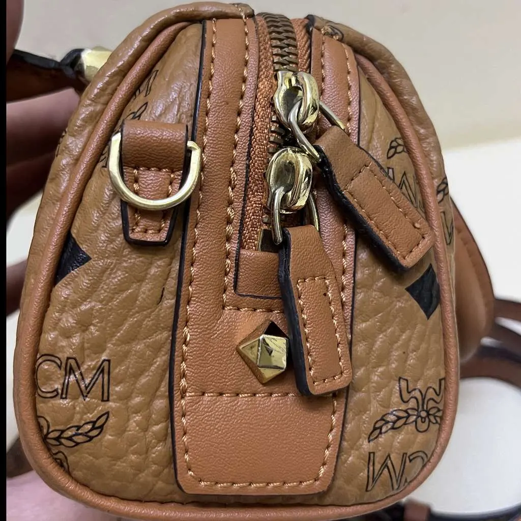 MCM Mini Ella Boston Brown Leather Very good - Box View