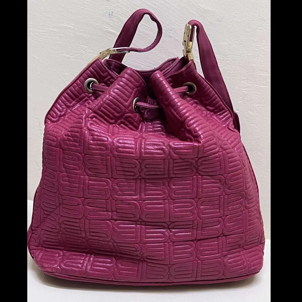 Balenciaga Drawstring Leather in Red Red Leather Very good - Back View
