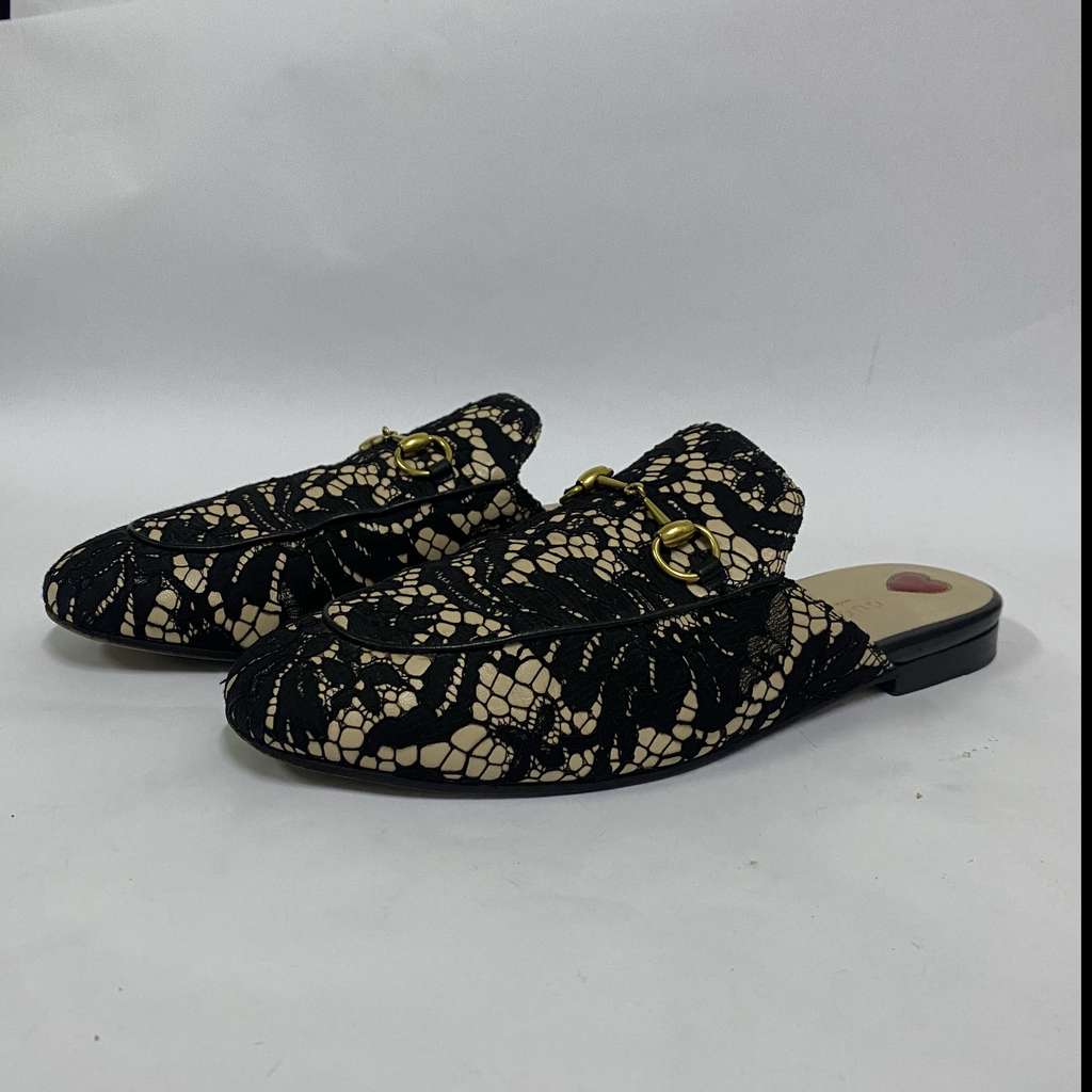 Gucci Black/Beige Lace and Leather - 4