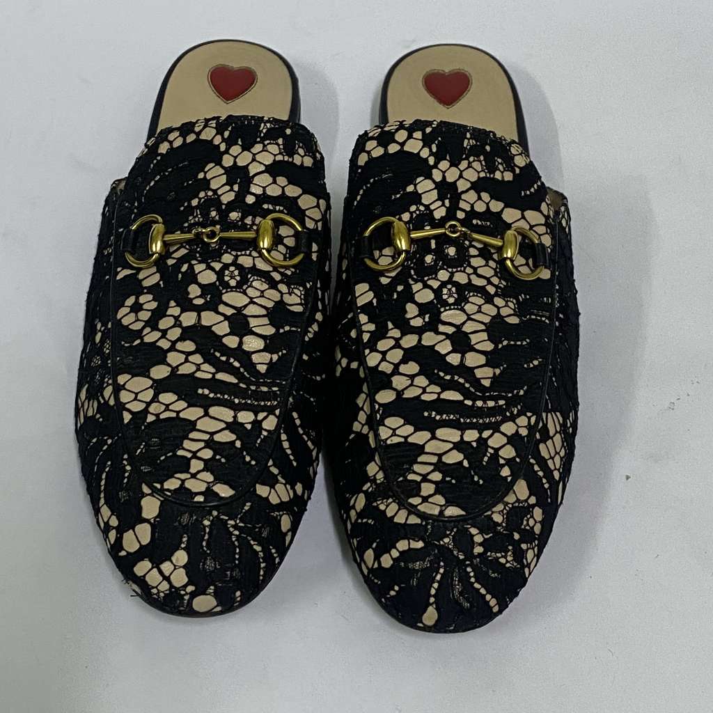 Gucci Black/Beige Lace and Leather - 5