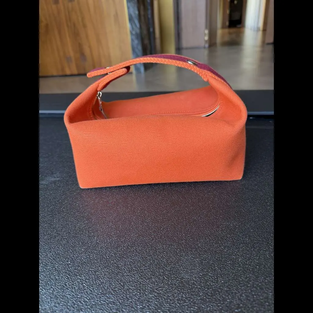Hermès Braid-a-Brac Case Orange Cotton Very good - Back View