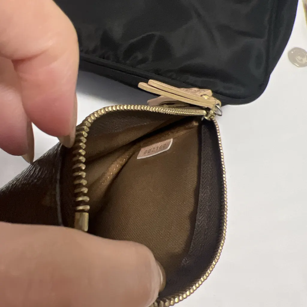 Louis Vuitton Mini Pochette accessory Gold Leather Fair - Model View